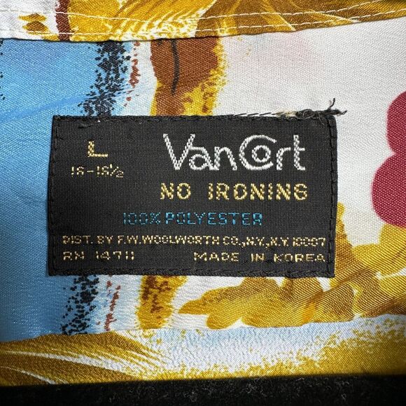 Vintage Vancort Mens Hawaiian Button Up Shirt L No Iron Luau Surf Beach Retro - Picture 4 of 9